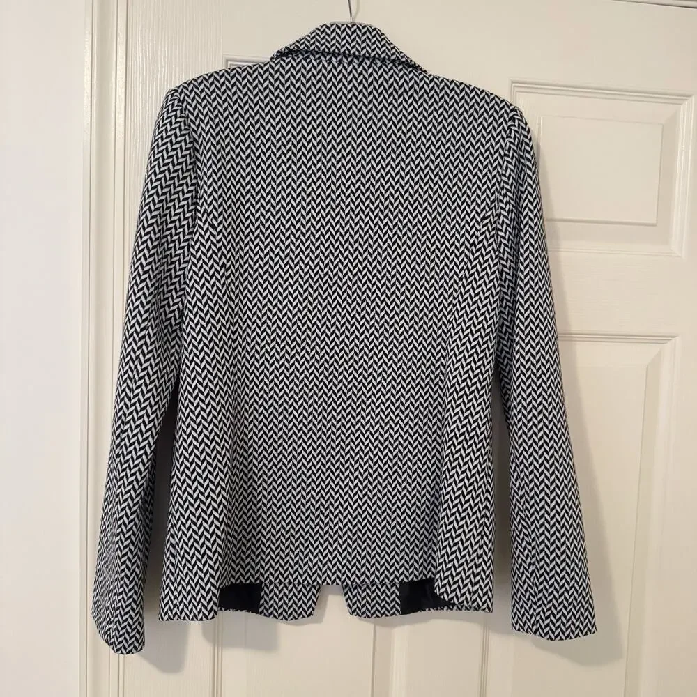 Bagatelle Chevron Blazer Jacket Black & White double breasted sz M Career